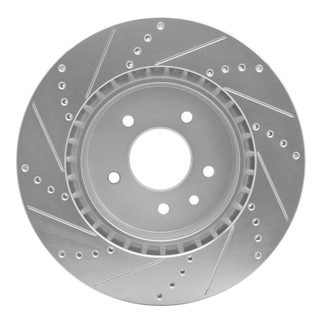 R1 00-06 Jaguar XJR Rear Right Drilled & Slotted Silver Brake Rotor