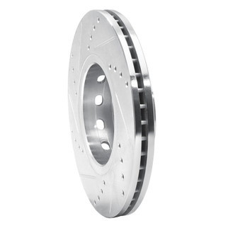 R1 90-98 Audi 90 Front Right Drilled & Slotted Silver Brake Rotor