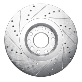 R1 86-92 Ford BRONCO II Front Right Drilled & Slotted Silver Brake Rotor