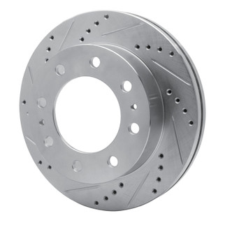 R1 75-80 Ford F-250 2WD (Excl Super Duty) Front Left Drilled & Slotted Silver Brake Rotor