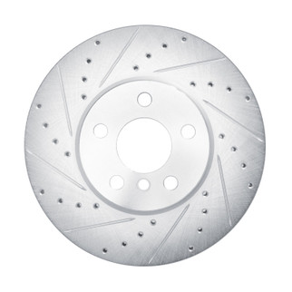 R1 16-24 Mini Cooper (Excl Clubman) Front Left Drilled & Slotted Silver Brake Rotor