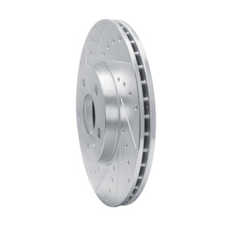 R1 16-24 Mini Cooper (Excl Clubman) Front Left Drilled & Slotted Silver Brake Rotor