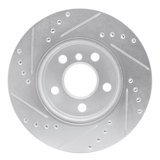 R1 14-24 Mini Cooper (Excl Clubman) Front Right Drilled & Slotted Silver Brake Rotor