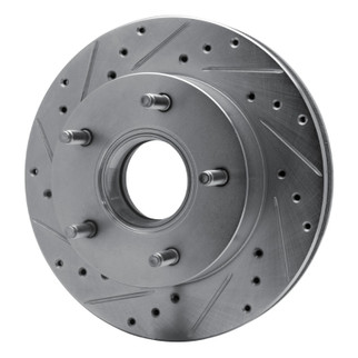 R1 86-88 Ford BRONCO Front Left Drilled & Slotted Silver Brake Rotor