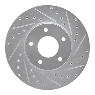R1 97-03 Jaguar XK8 Front Right Drilled & Slotted Silver Brake Rotor