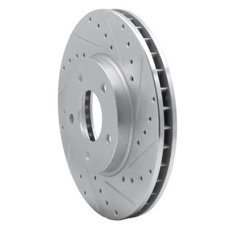 R1 97-03 Jaguar XK8 Front Right Drilled & Slotted Silver Brake Rotor