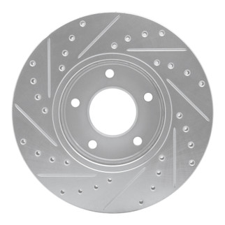 R1 97-03 Jaguar XK8 Front Right Drilled & Slotted Silver Brake Rotor