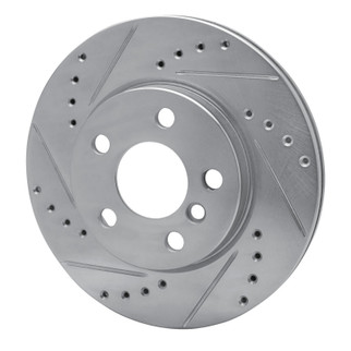 R1 14-24 Mini Cooper (Excl Clubman) Front Left Drilled & Slotted Silver Brake Rotor