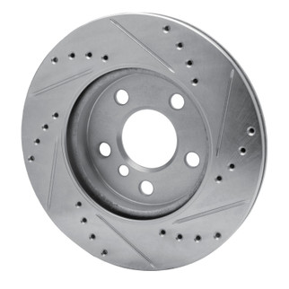 R1 14-24 Mini Cooper (Excl Clubman) Front Left Drilled & Slotted Silver Brake Rotor