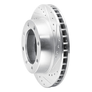 R1 80-94 Ford F-250 4WD (Excl Super Duty) Front Right Drilled & Slotted Silver Brake Rotor