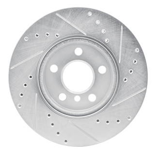 R1 14-21 Mini Cooper (Excl Clubman) Front Left Drilled & Slotted Silver Brake Rotor