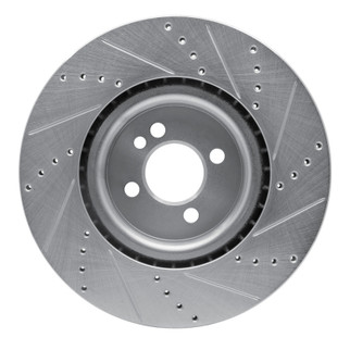 R1 13-13 Mini Cooper (Excl Clubman) Front Left Drilled & Slotted Silver Brake Rotor