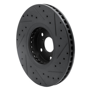 R1 07-11 Lexus GS350 Left Front Drilled & Slotted Black Brake Rotor