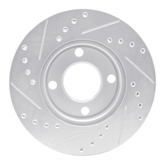 R1 84-87 Audi Coupe Front Right Drilled & Slotted Silver Brake Rotor