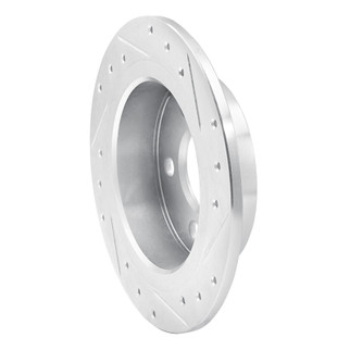 R1 14-24 Mini Cooper (Excl Clubman) Rear Left Drilled & Slotted Silver Brake Rotor