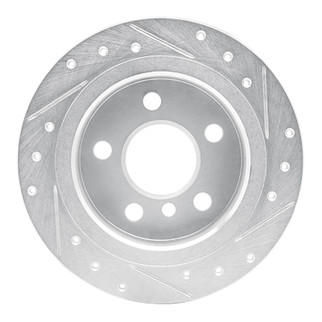 R1 14-24 Mini Cooper (Excl Clubman) Rear Left Drilled & Slotted Silver Brake Rotor