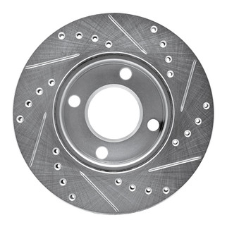 R1 84-87 Audi 4000 Quattro Front Left Drilled & Slotted Silver Brake Rotor