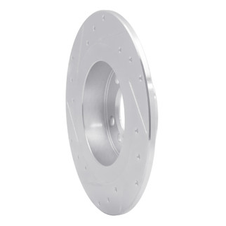 R1 13-16 Mini Cooper Countryman Rear Right Drilled & Slotted Silver Brake Rotor