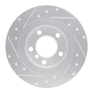 R1 13-16 Mini Cooper Countryman Rear Right Drilled & Slotted Silver Brake Rotor