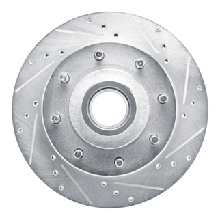 R1 80-85 Ford E-250 Econoline Club Wagon Front Right Drilled & Slotted Silver Brake Rotor