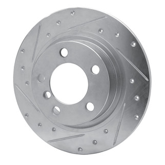 R1 13-16 Mini Cooper Countryman Rear Left Drilled & Slotted Silver Brake Rotor