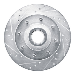 R1 80-85 Ford E-250 Econoline Front Left Drilled & Slotted Silver Brake Rotor