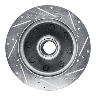 R1 80-85 Ford E-250 Econoline Front Left Drilled & Slotted Silver Brake Rotor