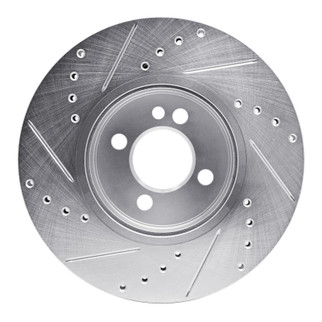 R1 07-15 Mini Cooper (Excl Clubman) Front Right Drilled & Slotted Silver Brake Rotor