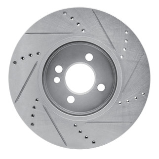 R1 07-15 Mini Cooper (Excl Clubman) Front Left Drilled & Slotted Silver Brake Rotor