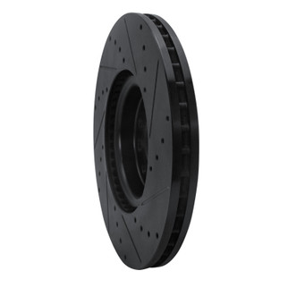 R1 18-25 Volkswagen ATLAS Front Left Drilled & Slotted Black Brake Rotor