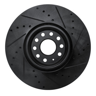 R1 18-25 Volkswagen ATLAS Front Left Drilled & Slotted Black Brake Rotor