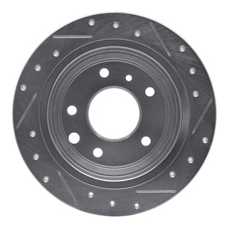 R1 86-89 Jaguar XJ6 Rear Left Drilled & Slotted Silver Brake Rotor