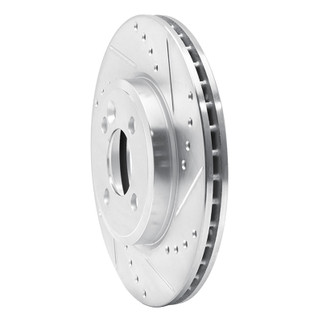 R1 07-15 Mini Cooper (Excl Clubman) Front Right Drilled & Slotted Silver Brake Rotor