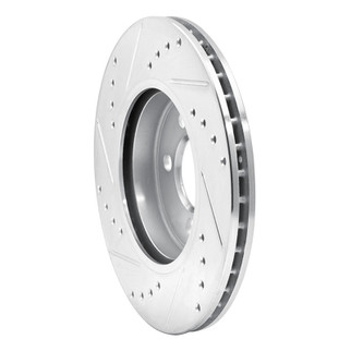 R1 07-15 Mini Cooper (Excl Clubman) Front Right Drilled & Slotted Silver Brake Rotor
