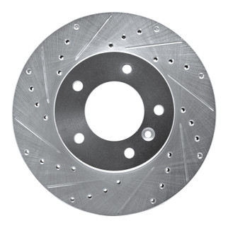 R1 86-89 Jaguar XJ12 Front Left Drilled & Slotted Silver Brake Rotor