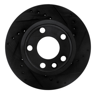 R1 92-95 Volkswagen EuroVan Front Right Drilled & Slotted Black Brake Rotor