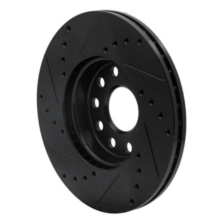 R1 05-25 Audi A3 (Mexico) Front Right Drilled & Slotted Black Brake Rotor