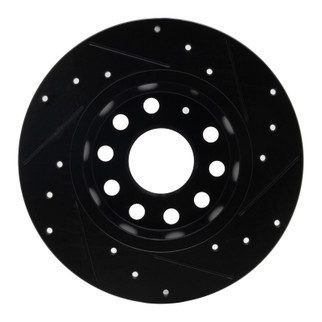 R1 05-25 Audi A3 (Mexico) Rear Left Drilled & Slotted Black Brake Rotor