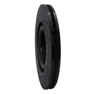 R1 06-13 Audi S3 (Mexico) Front Right Drilled & Slotted Black Brake Rotor