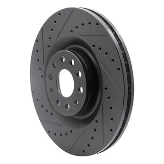 R1 06-13 Audi S3 (Mexico) Front Left Drilled & Slotted Black Brake Rotor