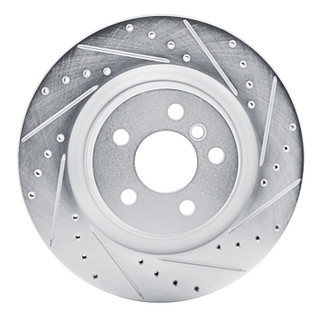 R1 19-24 BMW X2 Rear Right Drilled & Slotted Silver Brake Rotor