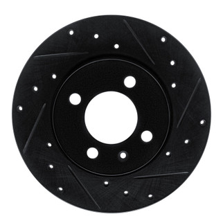 R1 84-97 Audi Coupe Front Right Drilled & Slotted Black Brake Rotor