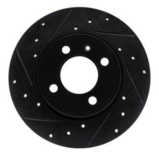 R1 84-97 Audi Coupe Front Left Drilled & Slotted Black Brake Rotor