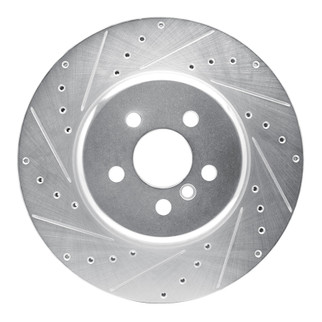 R1 17-25 BMW 530E Front Left Drilled & Slotted Silver Brake Rotor