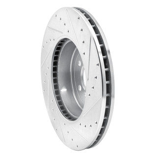R1 17-25 BMW 530E Front Left Drilled & Slotted Silver Brake Rotor