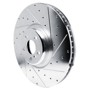 R1 17-25 BMW M850i xDrive Gran Coupe Right Front Drilled & Slotted Silver Brake Rotor