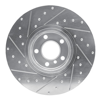 R1 16-18 BMW X4 Left Front Drilled & Slotted Silver Brake Rotor