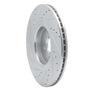 R1 14-19 Ford Focus Front Right Drilled & Slotted Silver Brake Rotor