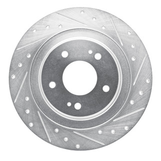 R1 13-25 Mitsubishi Outlander PHEV Rear Right Drilled & Slotted Silver Brake Rotor