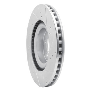 R1 15-23 Ford Mustang Front Left Drilled & Slotted Silver Brake Rotor